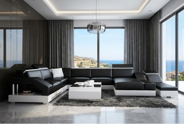 Leather sofa couch living landscape corner sofa suite design modern sofa with USB