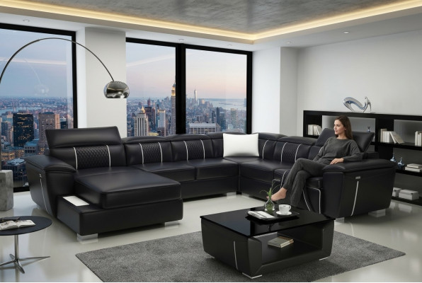 Corner sofa living landscape sofa couch upholstery leather design relax multifunction U-shape