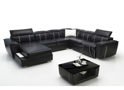Corner sofa living landscape sofa couch upholstery leather design relax multifunction U-shape