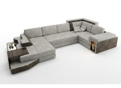 XXL Design Big Sofa with USB Corner Sofa Couch Living Landscape U Shape Leather Fabric Corner