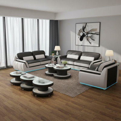 Leather sofa couch set new 3+2+1 seat set design modern sofa + USB