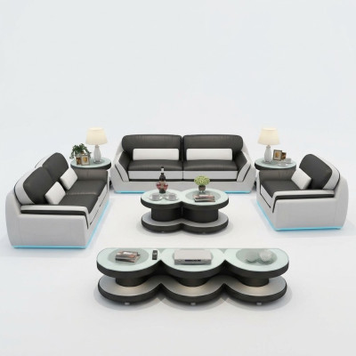 Leather sofa couch set new 3+2+1 seat set design modern sofa + USB