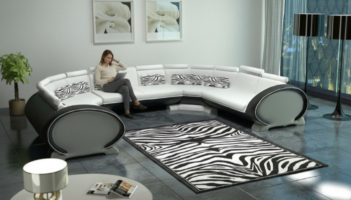 Corner sofa set living area modern sofa corner seating area leather couch upholstery USB