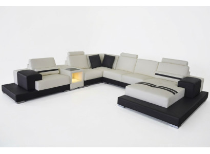 Leather sofa couch living area corner suite design modern sofa U-shape USB