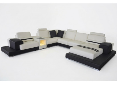 Leather sofa couch living area corner suite design modern sofa U-shape USB