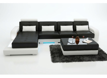 Leather sofa with USB, living landscape corner sofa corner suite design modern sofa L6008C