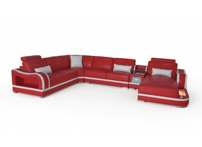 Leather sofa with USB couch living room suite modern design corner sofa U shape