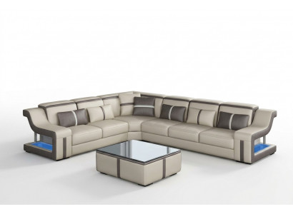 XXL corner sofa with USB corner living room couch sofa couch table upholstery seat leather