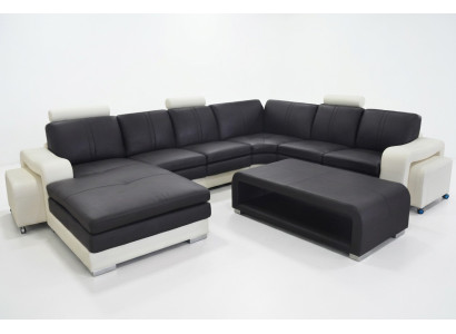 Leather corner sofa +USB, couch upholstery seating furniture set landscape modern design