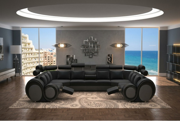 Design XXL sectional sofa with USB, upholstered corner textile sofa new