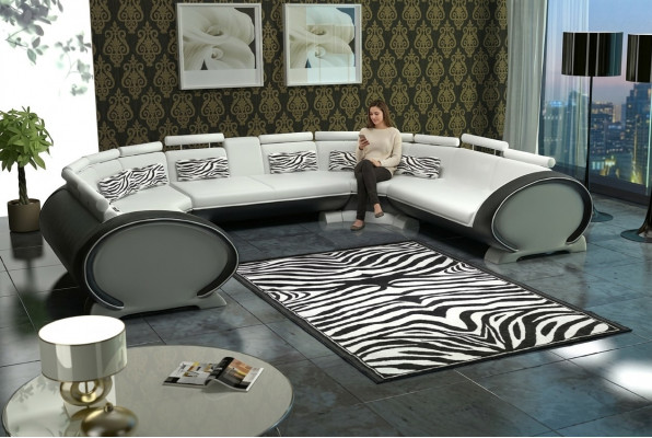 U-shaped leather corner sofa seat cushion, modern designer couches + USB