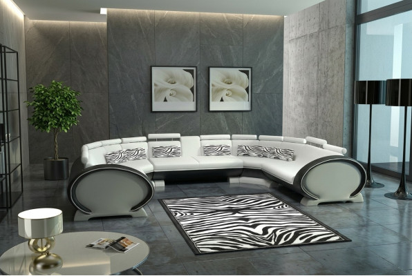U-shaped leather corner sofa seat cushion, modern designer couches + USB