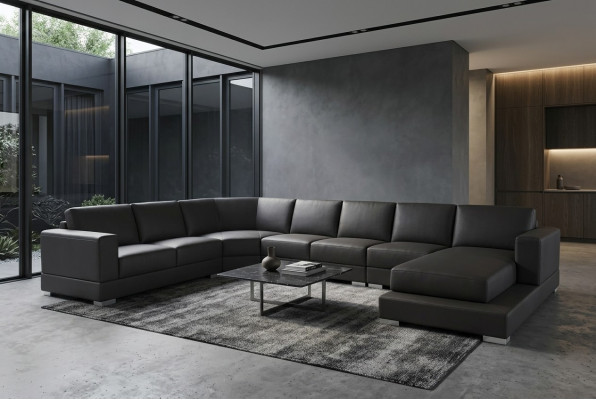 Modern XXL Leather Corner Couch Living Landscape Leather Sofa U-Shape USB Corner Sofa New