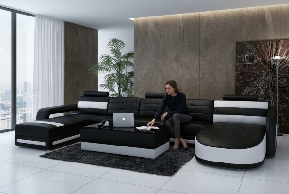 Leather sofa sofa couch living landscape corner sofa suite design modern sofa with USB
