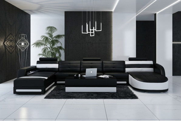 Leather sofa sofa couch living landscape corner sofa suite design modern sofa with USB