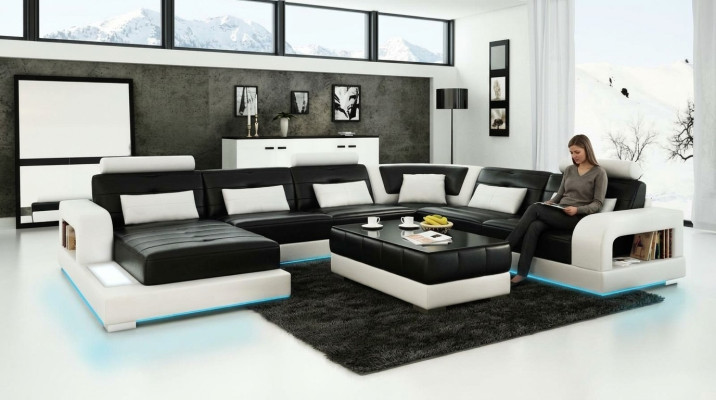 Sofa Corner Sofa Design Living Landscape with Shelf Upholstered Seating Suite Leather Sofa USB