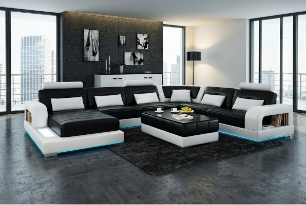 Sofa Corner Sofa Design Living Landscape with Shelf Upholstered Seating Suite Leather Sofa USB
