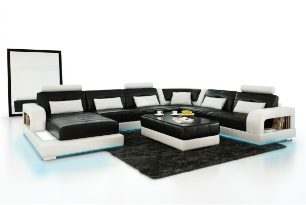 Sofa Corner Sofa Design Living Landscape with Shelf Upholstered Seating Suite Leather Sofa USB