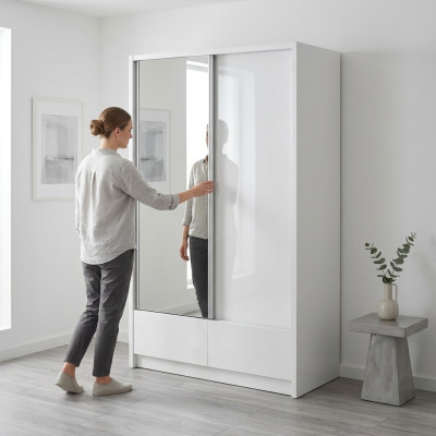 Wardrobe Storage 130cm Shelf Cabinet Archive Sliding Doors Sliding Doors Office