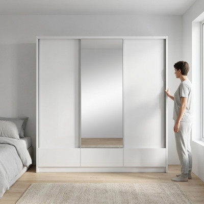 Large Bedroom Floating Door Wardrobe 250cm Clothes Wardrobes