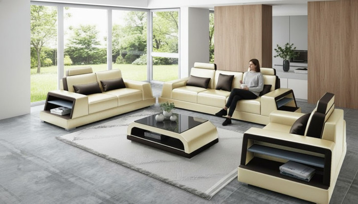 Leather sofa couch set upholstery 3+1+1 seater couches sofa design leather new