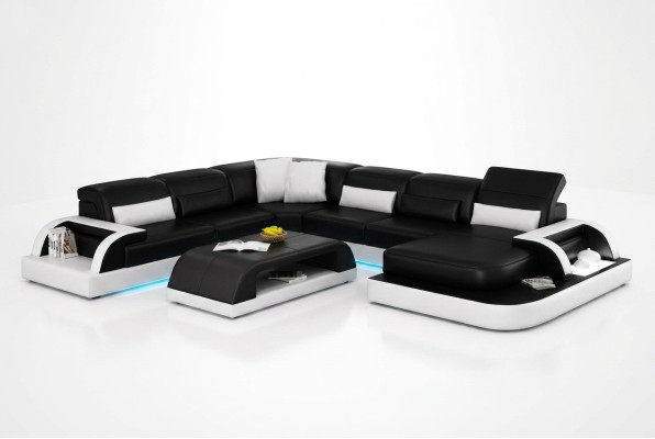 Sofa Corner Sofa Design Living Landscape Black Upholstery Seating Set Leather Sofa USB