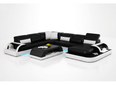 Sofa Corner Sofa Design Living Landscape Black Upholstery Seating Set Leather Sofa USB