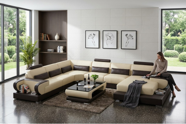 Leather sofa with USB, couch living landscape corner sofa corner set design modern sofa