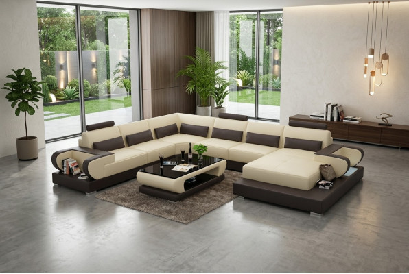 Leather sofa with USB, couch living landscape corner sofa corner set design modern sofa