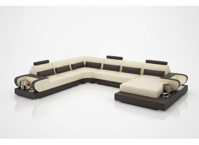 Leather sofa with USB, couch living landscape corner sofa corner set design modern sofa