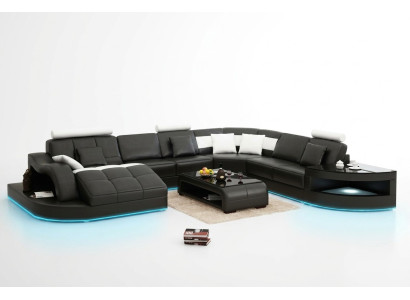 Leather sofa couch living landscape corner sofa corner set design modern new sofa +USB
