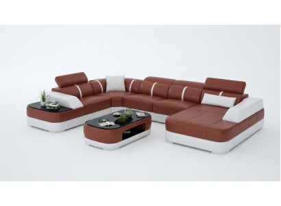 Leather sofa upholstery seat corner sofa set living room landscape living room couch with USB