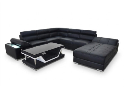Design leather living landscape corner sofa modern suite couch corner new gray USB