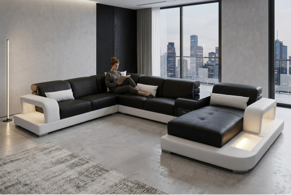 Modern upholstered living landscape sofa corner with USB + light