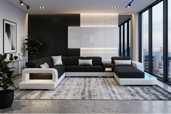 Modern upholstered living landscape sofa corner with USB + light