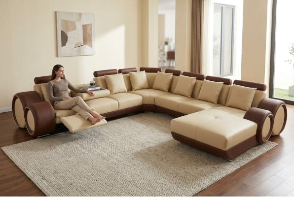 Sofa Leather Sofa Corner Sofa Living Area Couch Upholstery Seating Corner Corner Suite +USB
