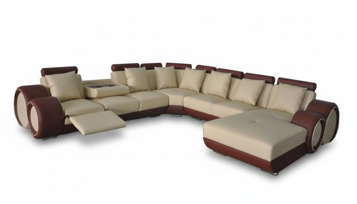 Sofa Leather Sofa Corner Sofa Living Area Couch Upholstery Seating Corner Corner Suite +USB
