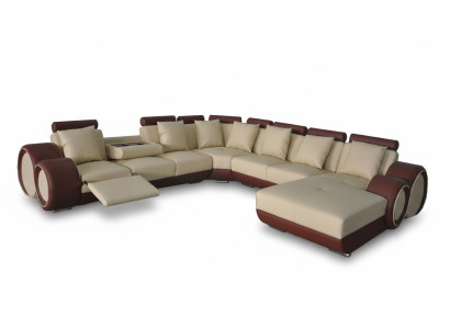 Sofa Leather Sofa Corner Sofa Living Area Couch Upholstery Seating Corner Corner Suite +USB