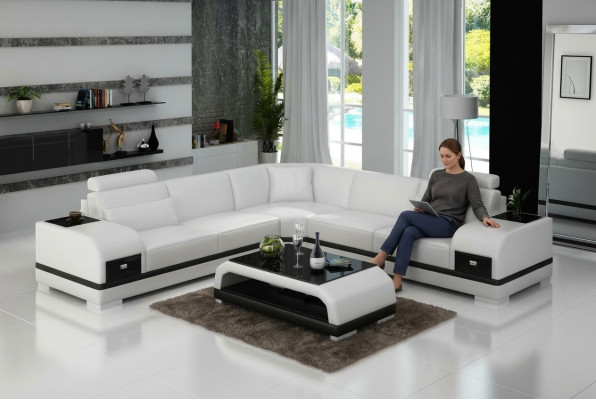 Leather Sofa Couch Living Landscape Corner Sofa Corner Suite Design Modern Sofa G8013B