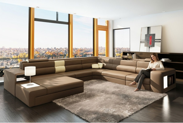 Sectional sofa with USB couch upholstery set design leather fabric living landscape