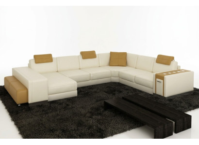 Living area designer sofa LED USB couch big upholstered leather sofas corner seat