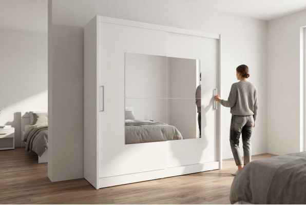 Design clothes wardrobe sliding cabinets wood floating doors wardrobe 180cm
