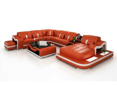 Leather sofa with USB couch living landscape corner sofa corner suite design modern sofa