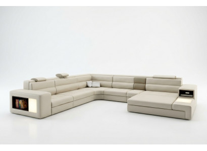 Corner sofa set, seating area, leather, modern sofa, couch, upholstery, living landscape, USB