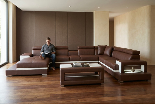 Design leather upholstered seating room living sofa corner couch with USB designer suite