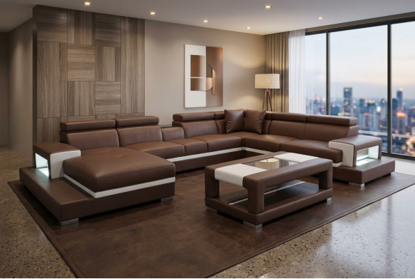 Design leather upholstered seating room living sofa corner couch with USB designer suite