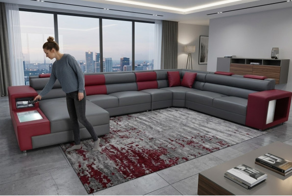 Extra Large Family Sofa Couch Modern Living Landscape Party Couches Leather +USB