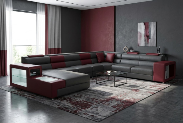 Extra Large Family Sofa Couch Modern Living Landscape Party Couches Leather +USB