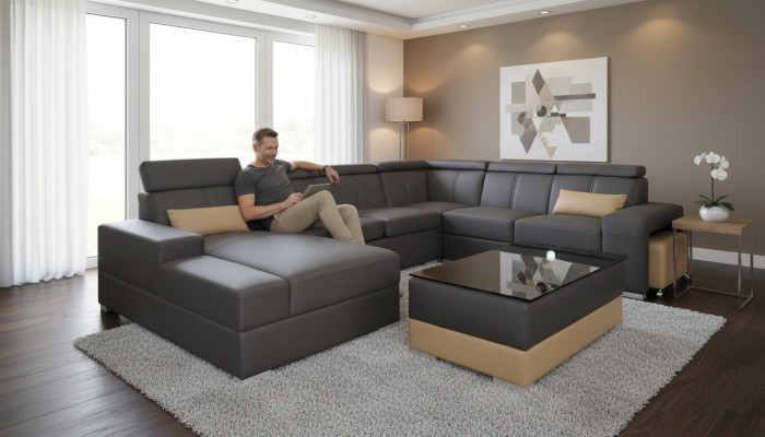 Modern sofa set couch corner seating area leather couch upholstery living landscape USB