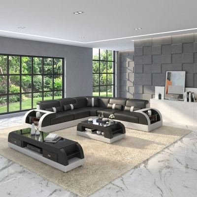 Living landscape L-shape corner sofa couch design upholstery leather suite sofa corner new